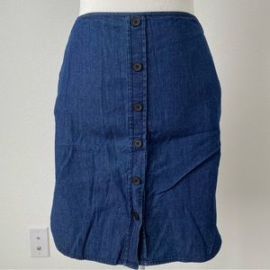 Women’s Navy Blue High Waist Jean Shirt Button Up, Reed Size 0